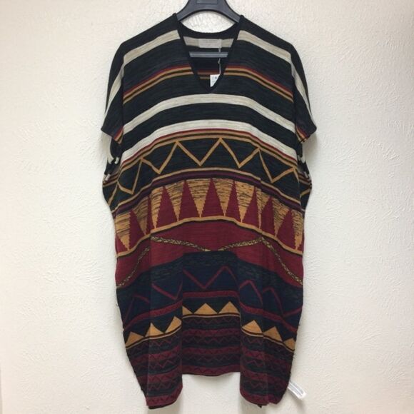 NWT Zara tribal bohemian poncho sweater. S - Picture 2 of 4